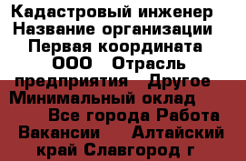 Кадастровый инженер › Название организации ­ Первая координата, ООО › Отрасль предприятия ­ Другое › Минимальный оклад ­ 20 000 - Все города Работа » Вакансии   . Алтайский край,Славгород г.